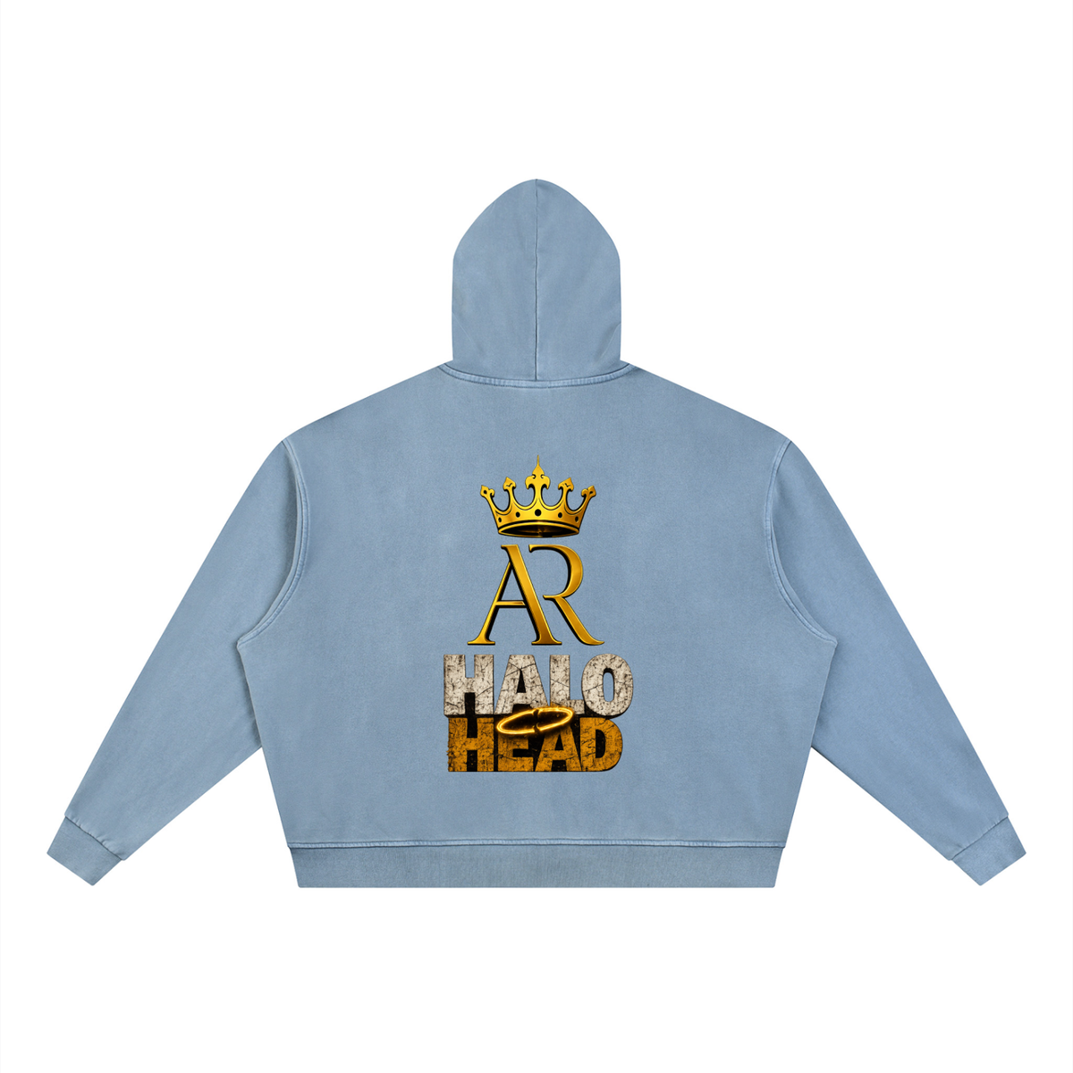AR Halo Head Brand: Unisex Vintage Wash Full Zip Boxy Hoodie