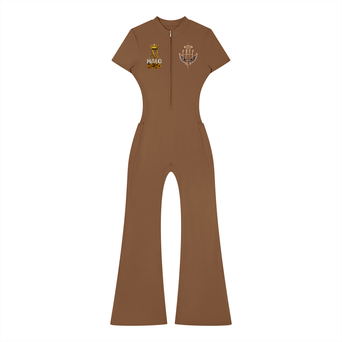 Women’s Tight Flared Leg Quarter-Zip Jumpsuit