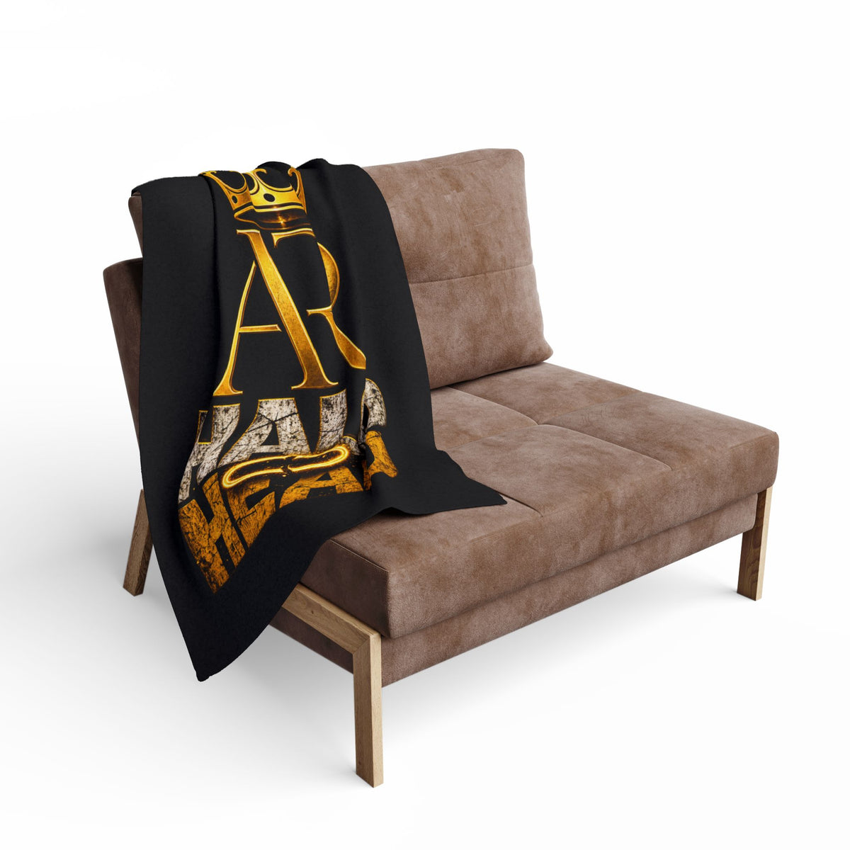 AR Halo Head Fleece Blanket — Gold Crown AR Logo Plush Throw