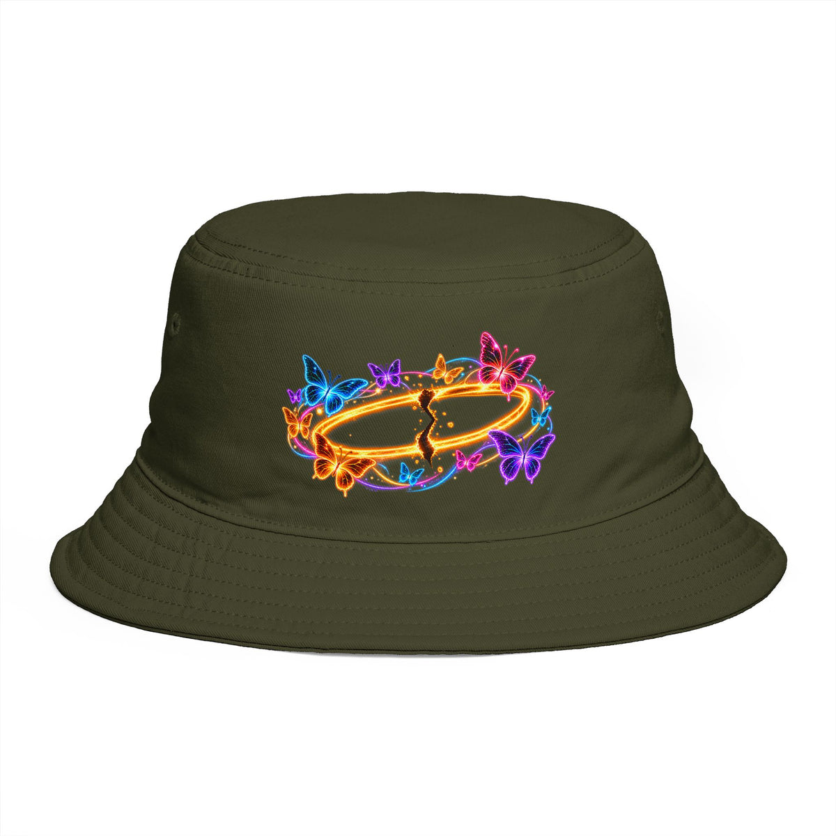 Neon Butterfly Halo Bucket Hat