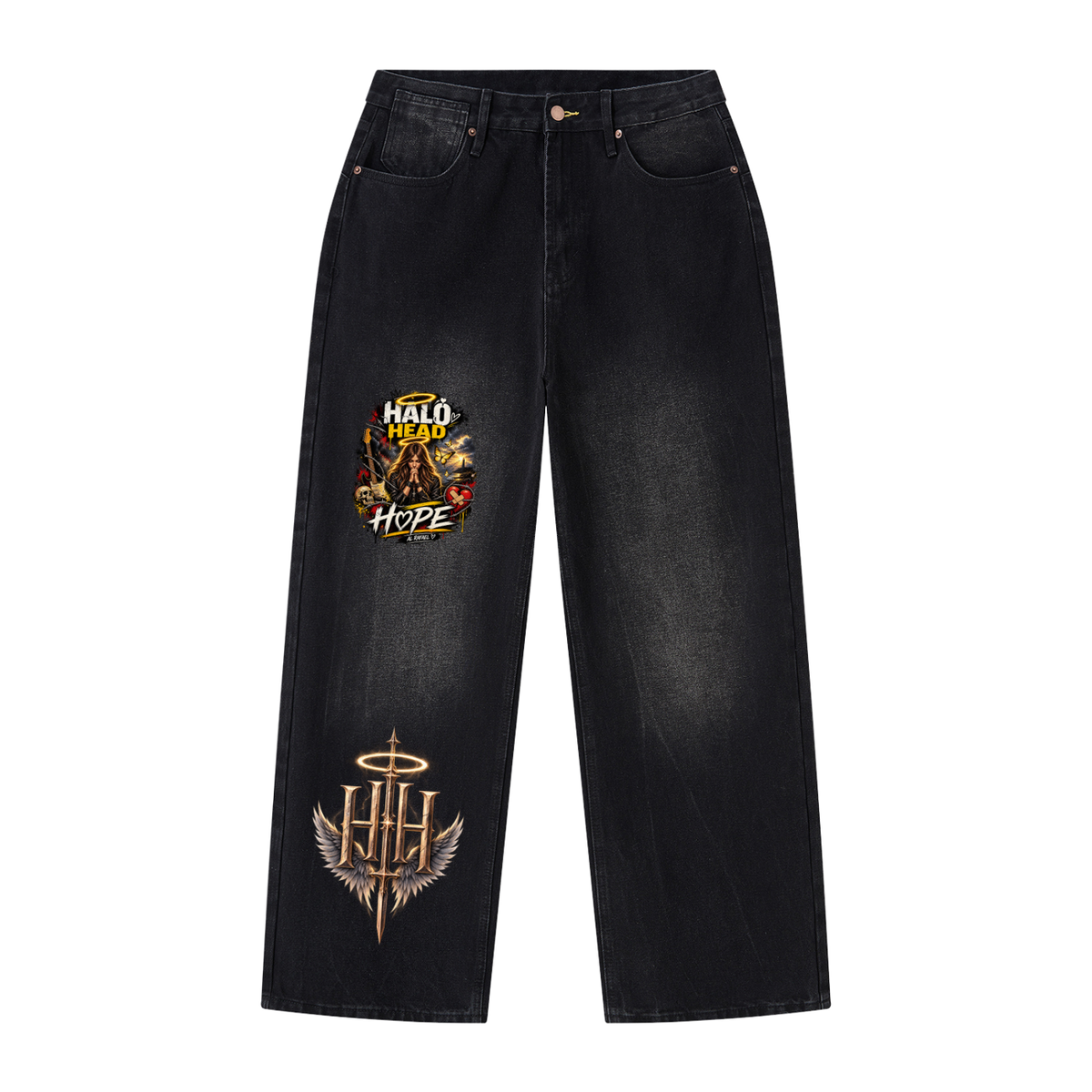 Men's Vintage Wash Wide Leg Jeans