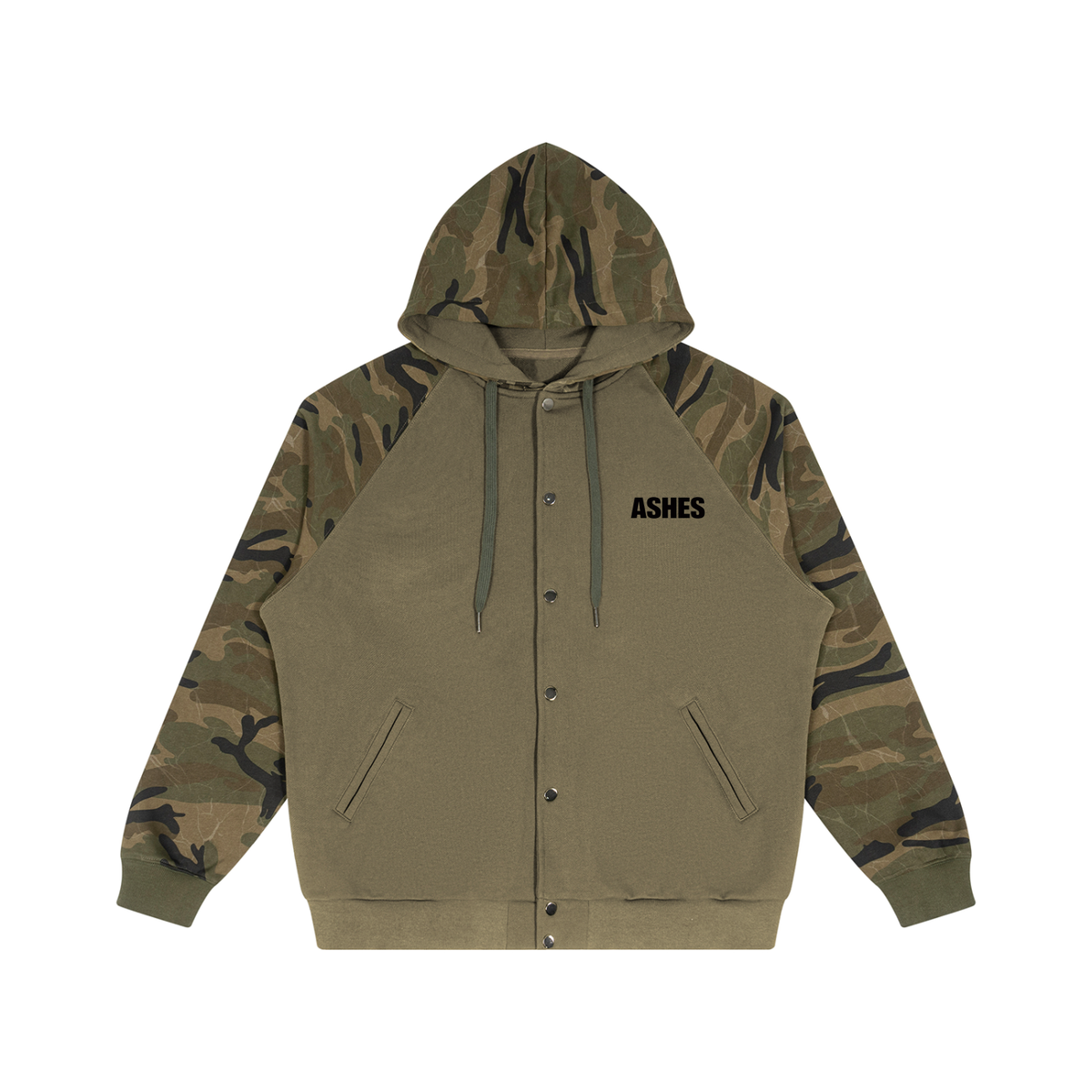 Unisex Camo-Splice Raglan Zip Hoodie