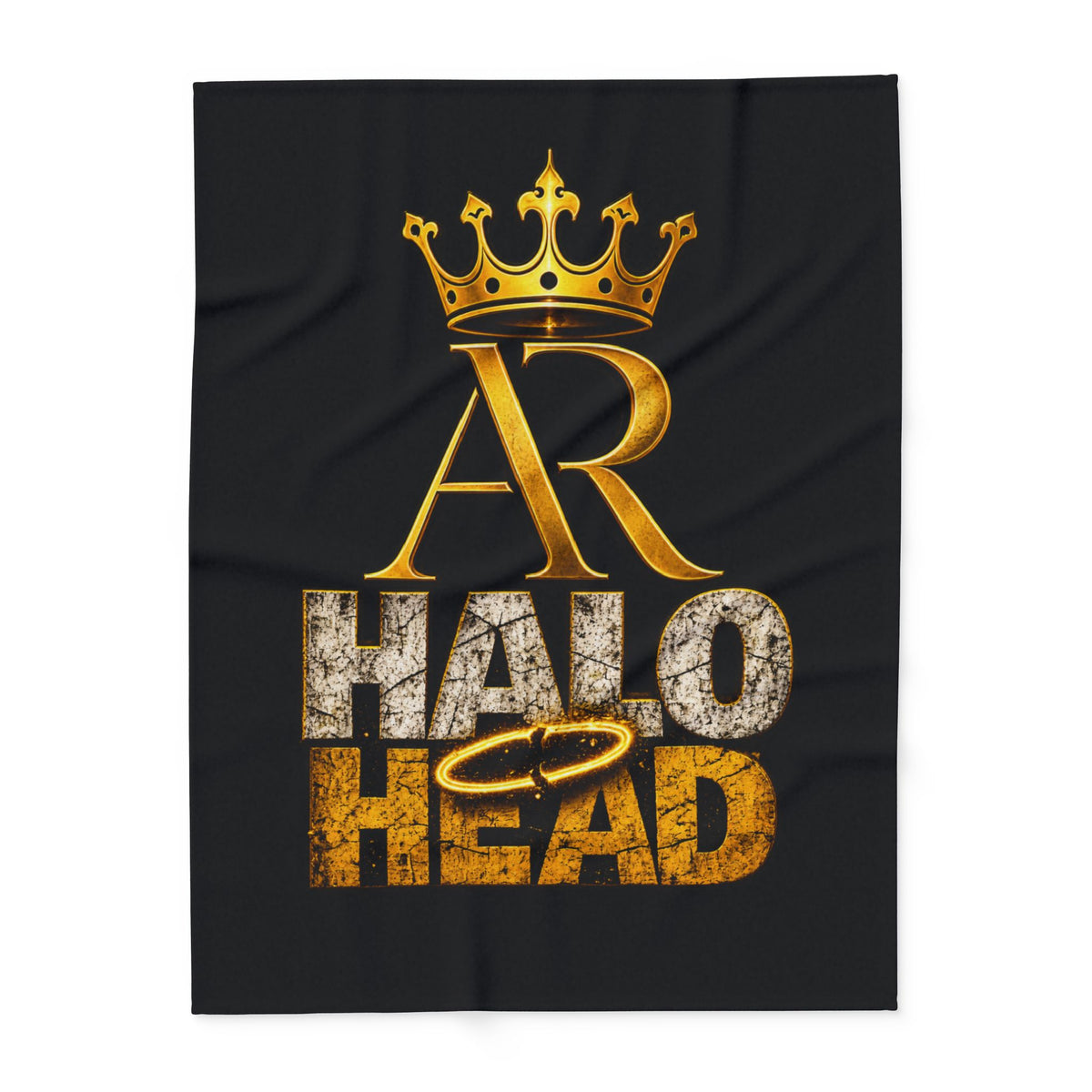 AR Halo Head Fleece Blanket — Gold Crown AR Logo Plush Throw