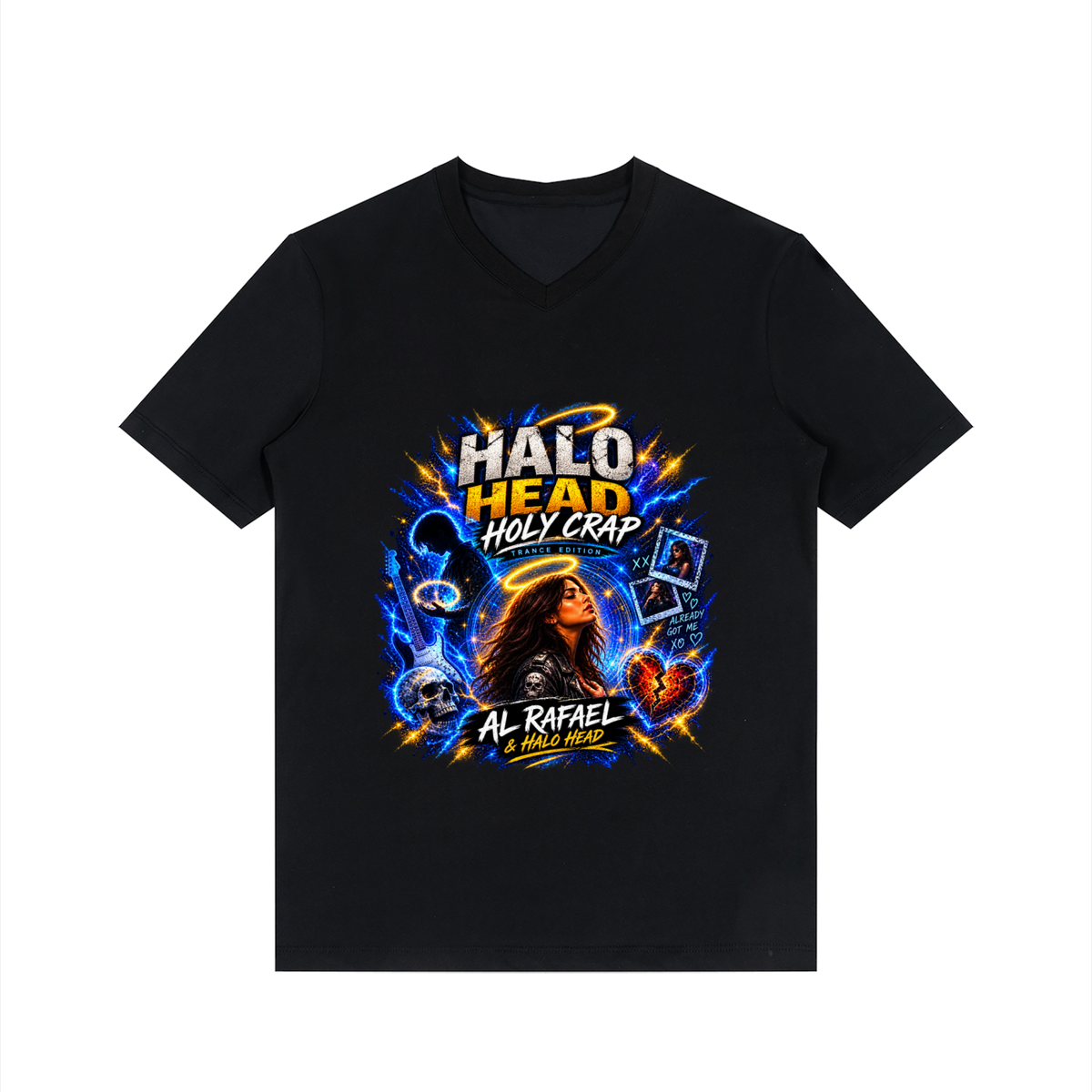 Halo Head Holy Crap: Men's Solid V-Neck T-Shirt