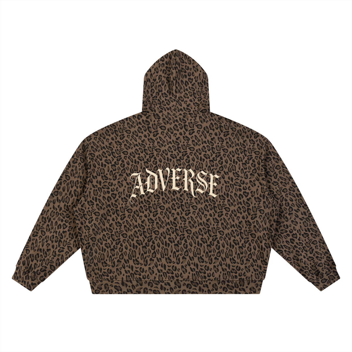 Unisex Leopard Print Waffle Full Zip Hoodie