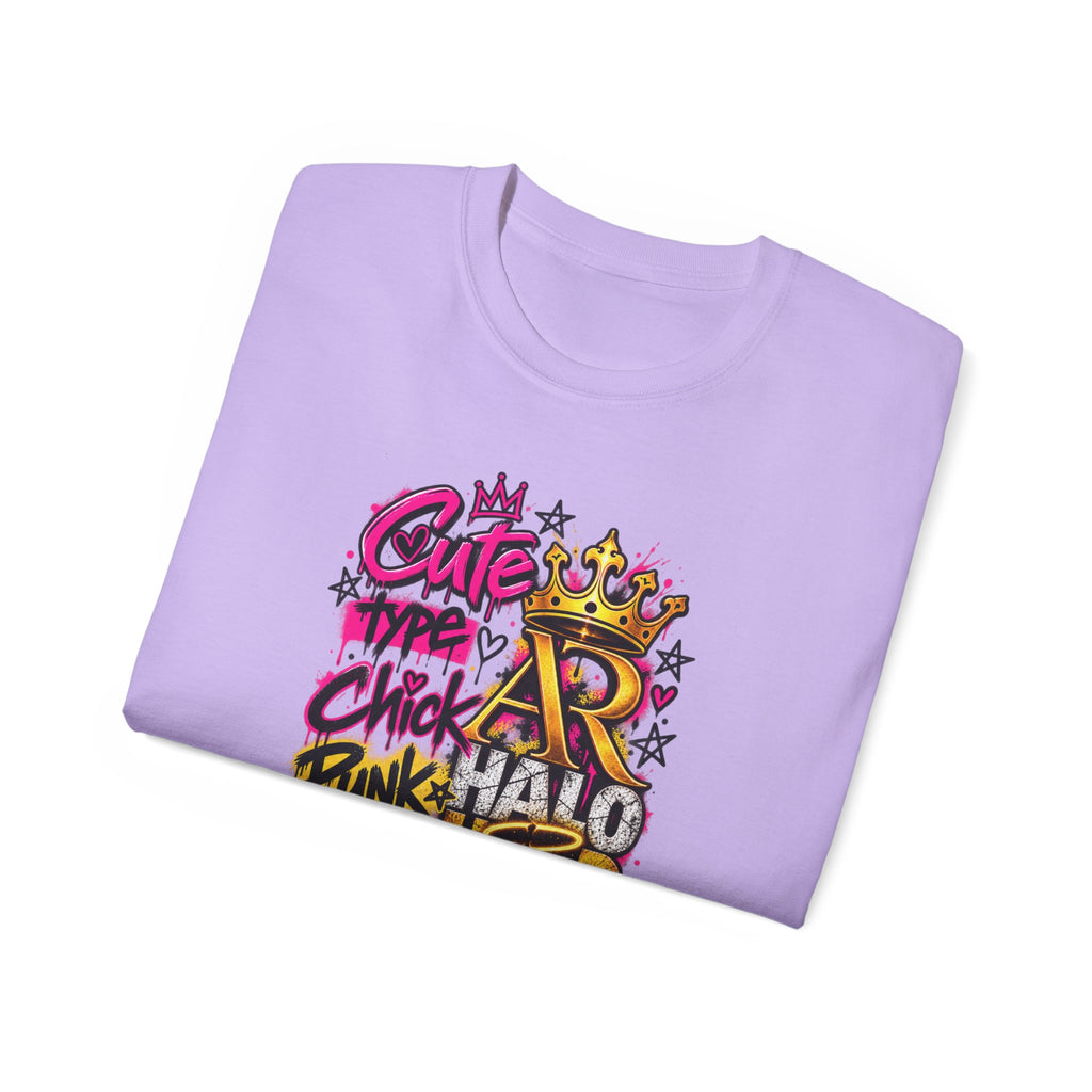 Graffiti Crown Street Tee — "Cute Chick Punk Halo Head" Graphic Shirt