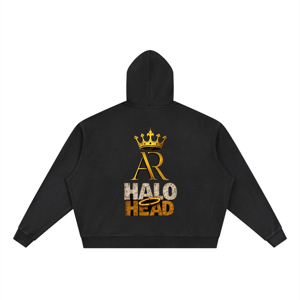 AR Halo Head Brand: Unisex Vintage Wash Full Zip Boxy Hoodie