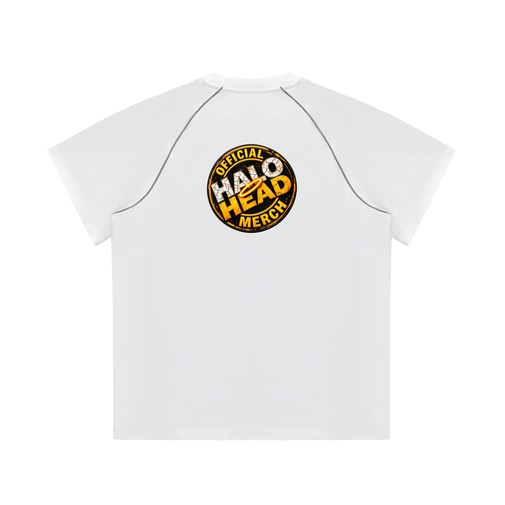 Striped Contrast Stitch Halo Head T-shirt.