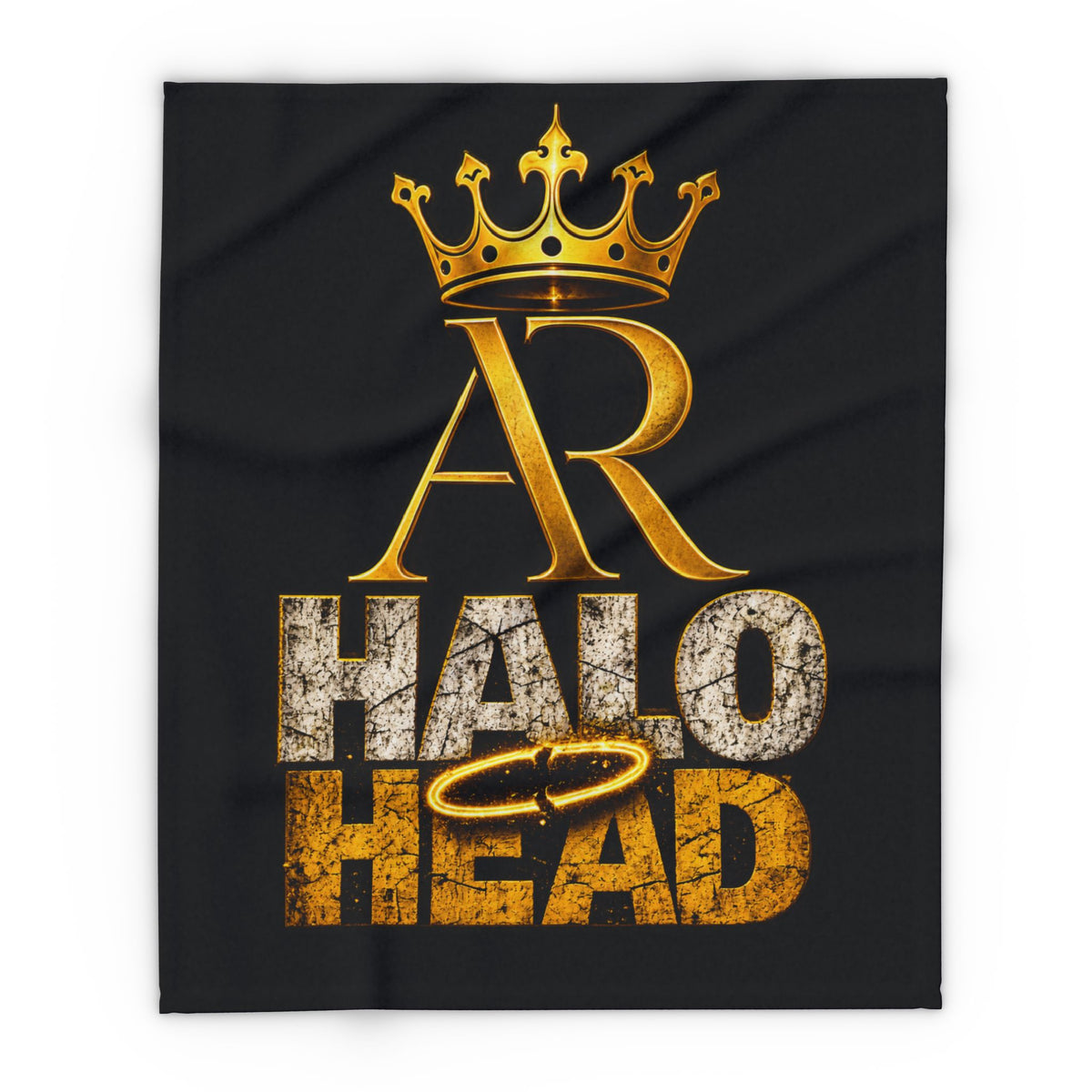 AR Halo Head Fleece Blanket — Gold Crown AR Logo Plush Throw