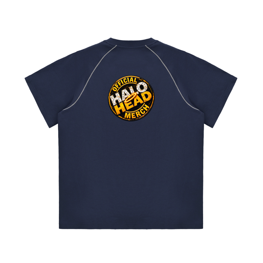 Striped Contrast Stitch Halo Head T-shirt.