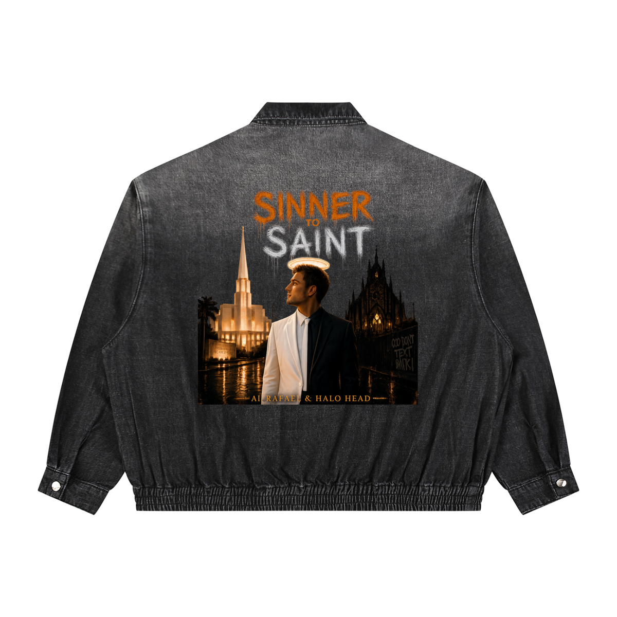 Unisex Vintage Wash Full-Zip Denim Jacket