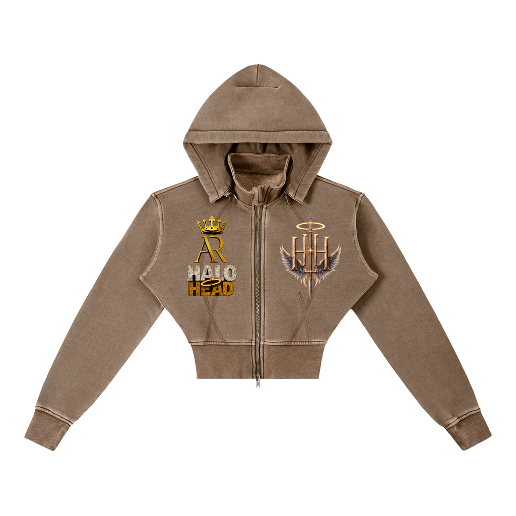 Vintage Washed Cropped Fleece Hoodie
