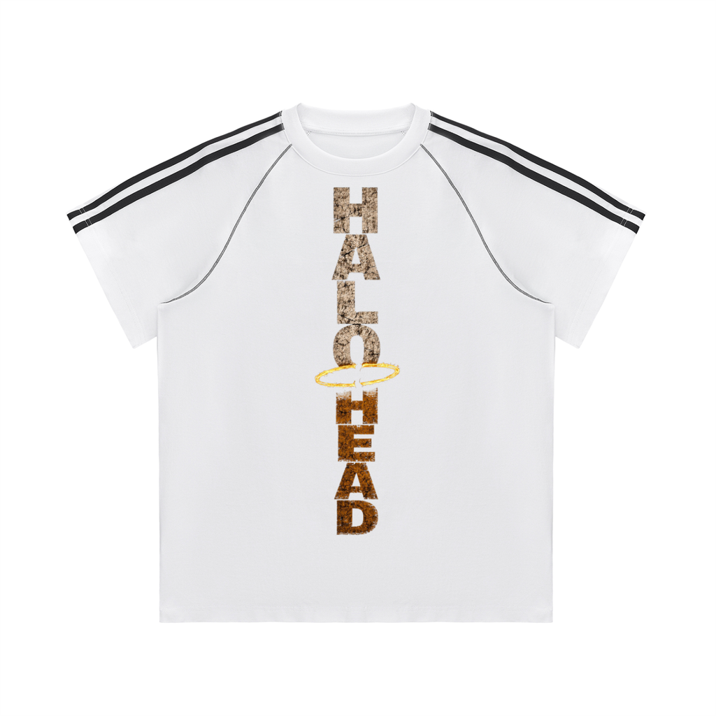 Striped Contrast Stitch Halo Head T-shirt.