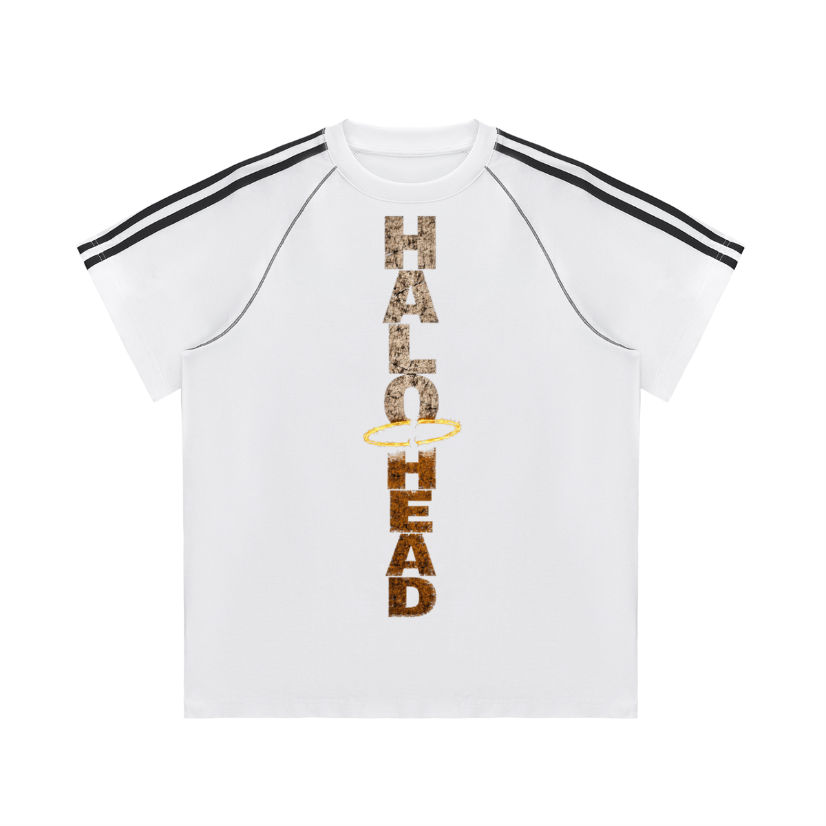 Striped Contrast Stitch Halo Head T-shirt.