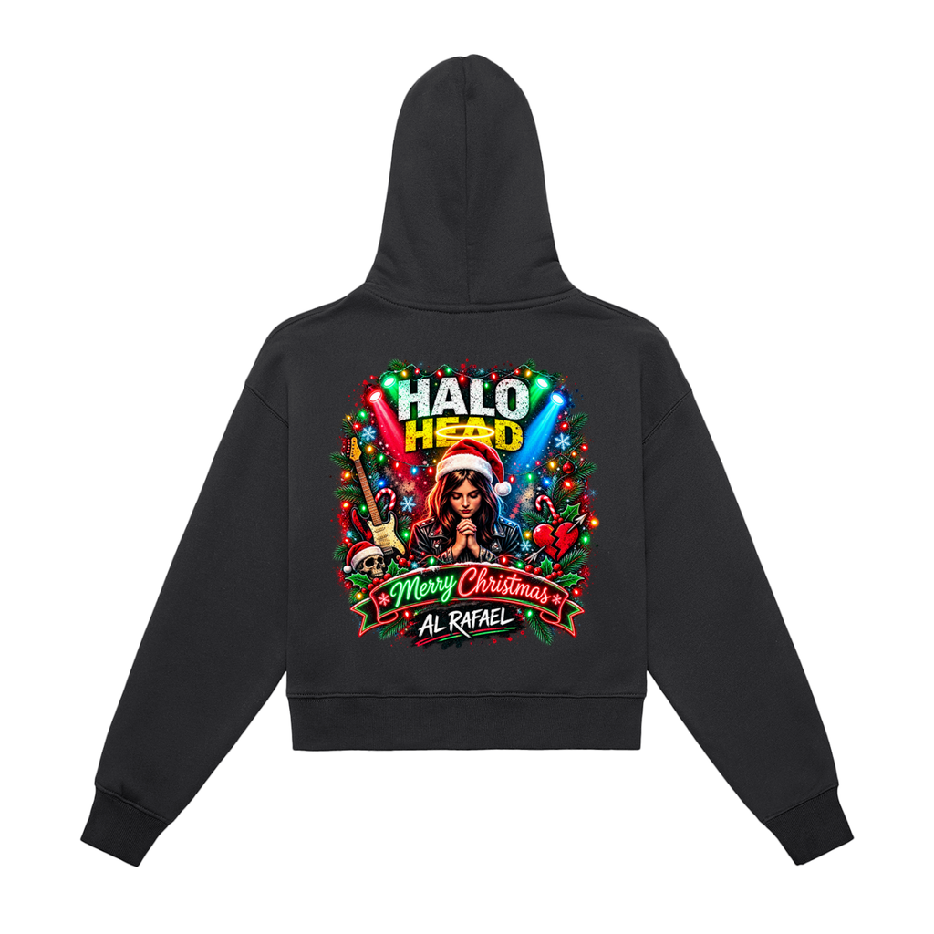 Fleeced Zip-Up Cropped Hoodie