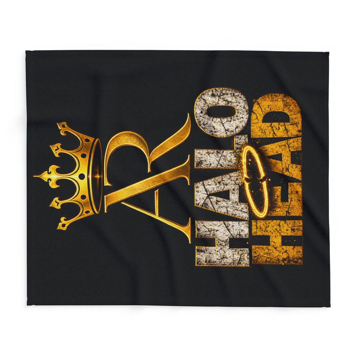 AR Halo Head Fleece Blanket — Gold Crown AR Logo Plush Throw