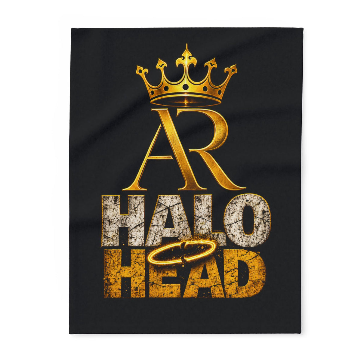 AR Halo Head Fleece Blanket — Gold Crown AR Logo Plush Throw