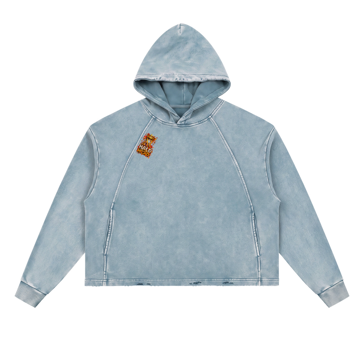 Vintage Washed Frayed-Hem Hoodie
