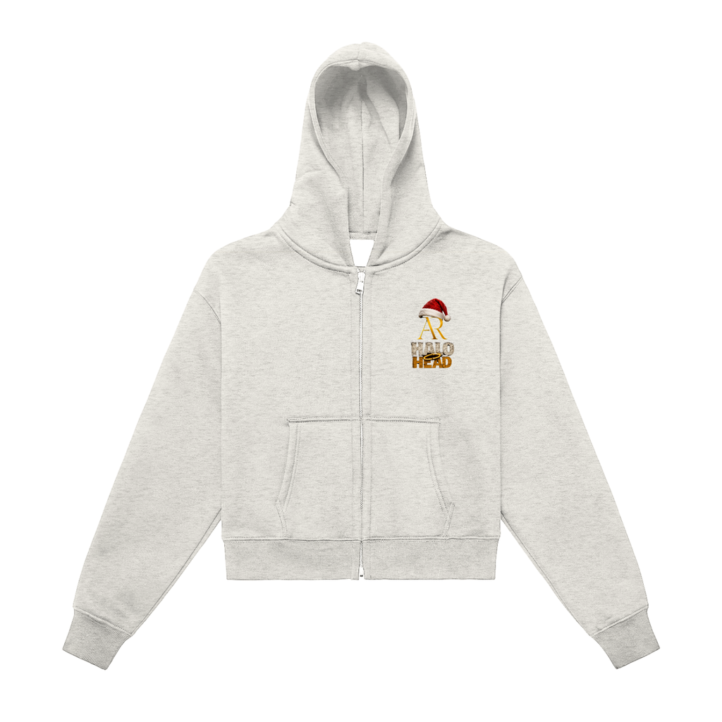 Fleeced Zip-Up Cropped Hoodie