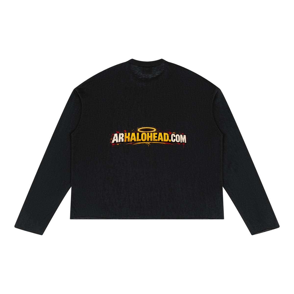 Take a Seat: AR Halo Head Brand: Unisex Raw Edge Long Sleeve T-Shirt
