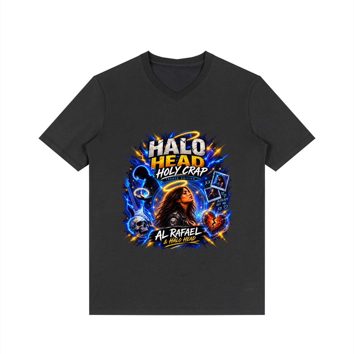 Halo Head Holy Crap: Men's Solid V-Neck T-Shirt