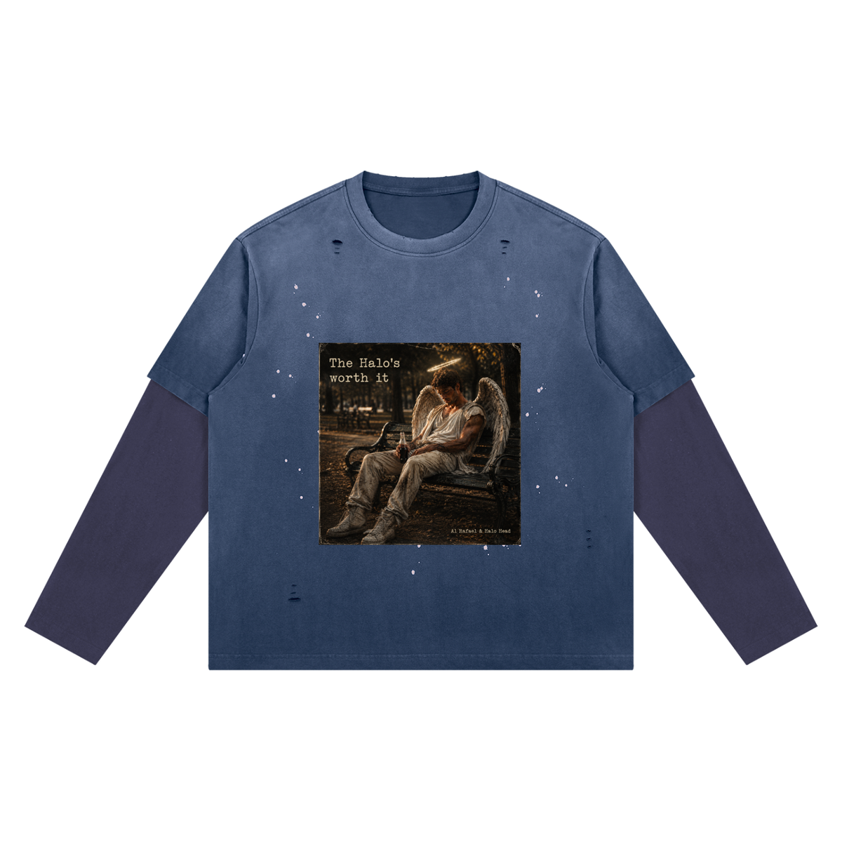 Halo Head Unisex Vintage Wash Distressed Layer T-Shirt
