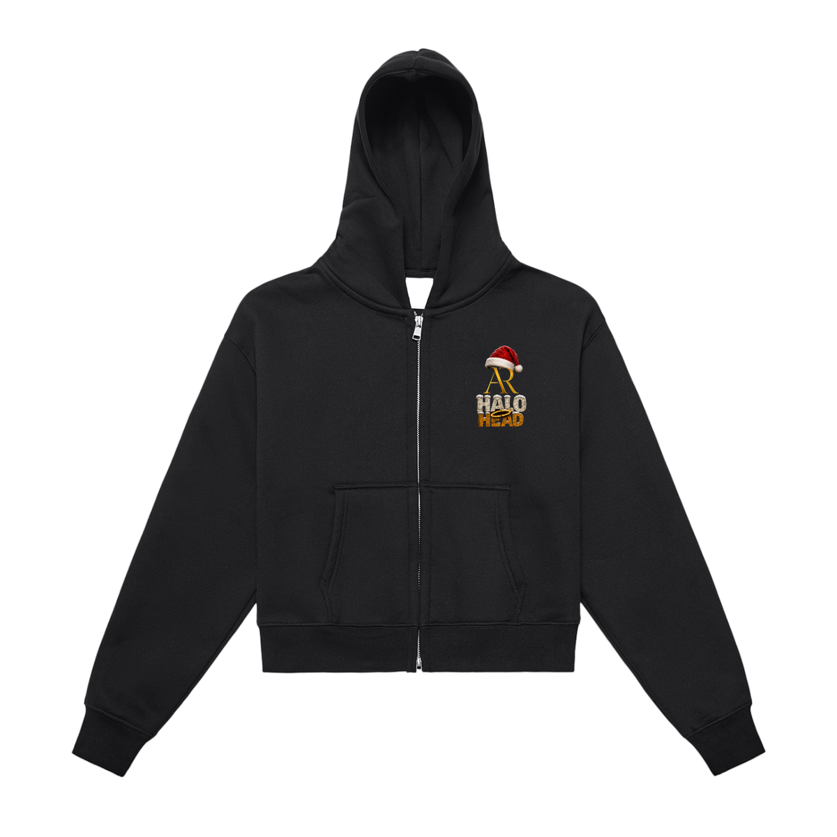 Fleeced Zip-Up Cropped Hoodie