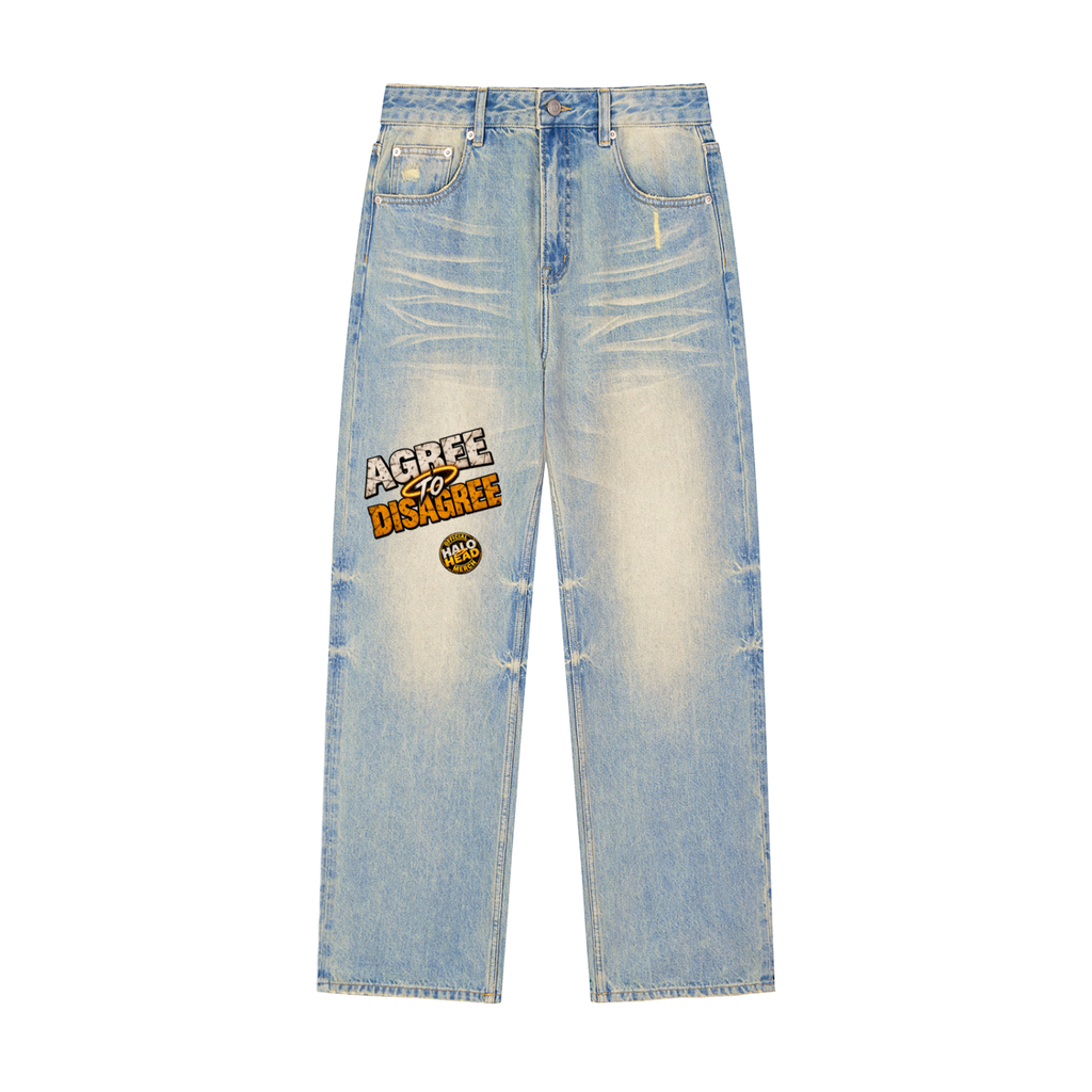 Agree to Disagree, Sun Fade Raw Hem Denim Jeans