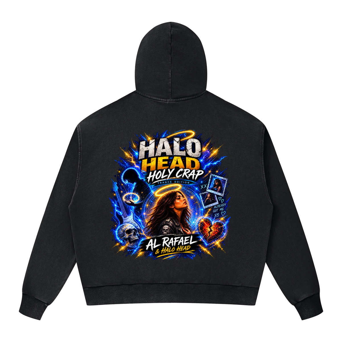 Halo Head: Holy Crap Unisex Mineral Wash Boxy Full Zip Hoodie