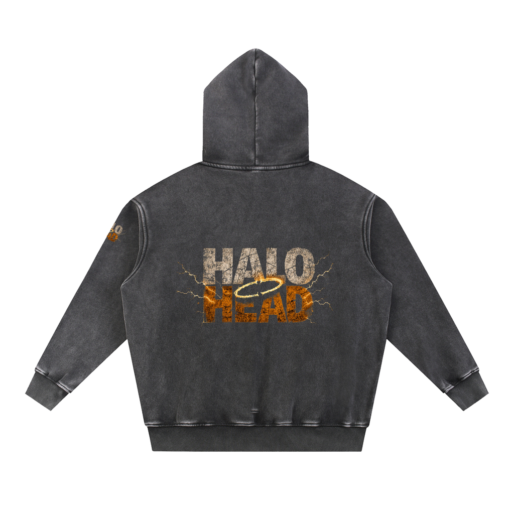 Halo Head Holy Crap: Snow Wash Fleece Oversize Hoodie