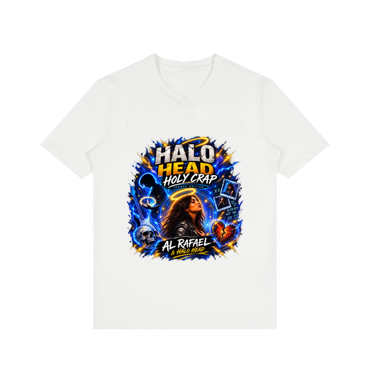 Halo Head Holy Crap: Men's Solid V-Neck T-Shirt