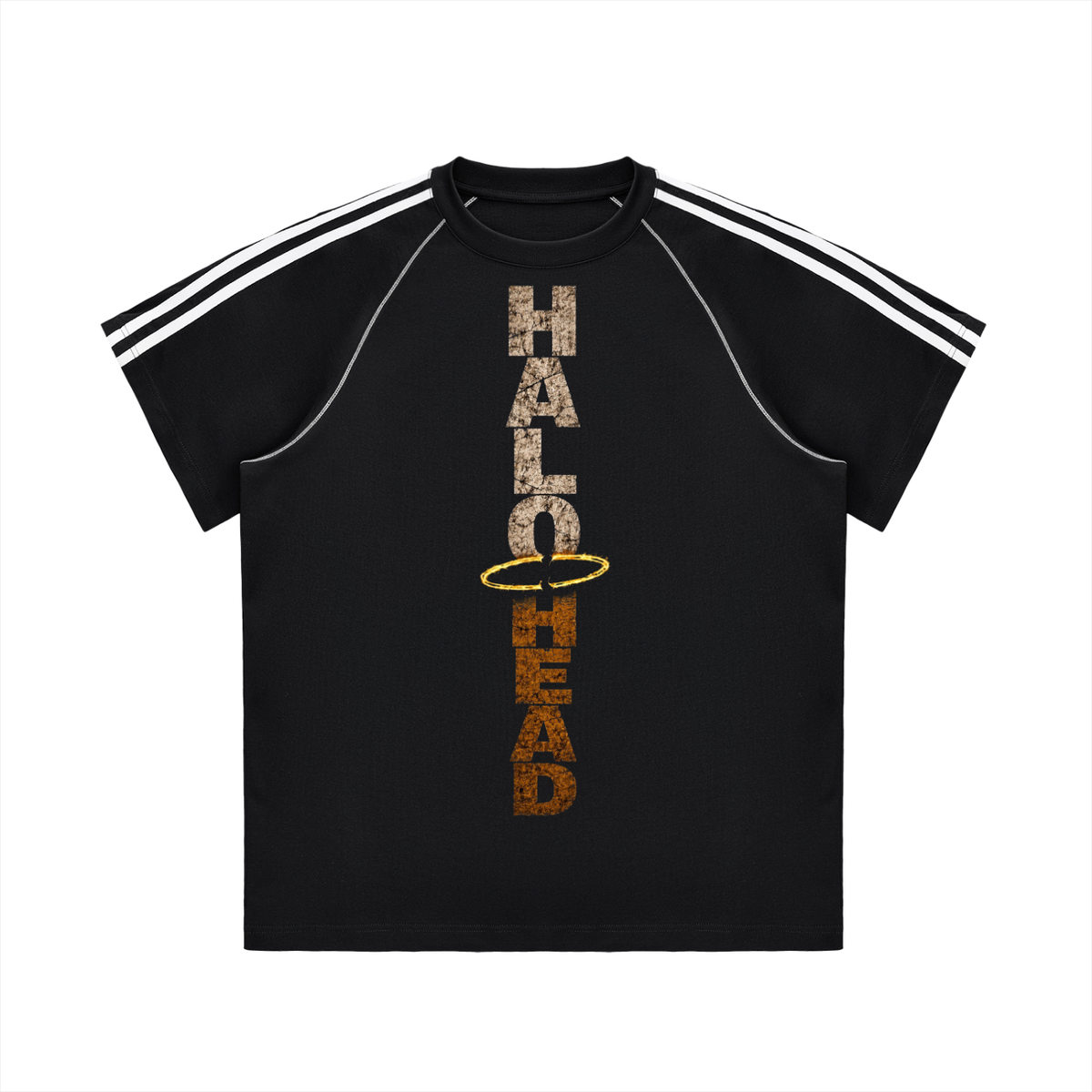 Striped Contrast Stitch Halo Head T-shirt.