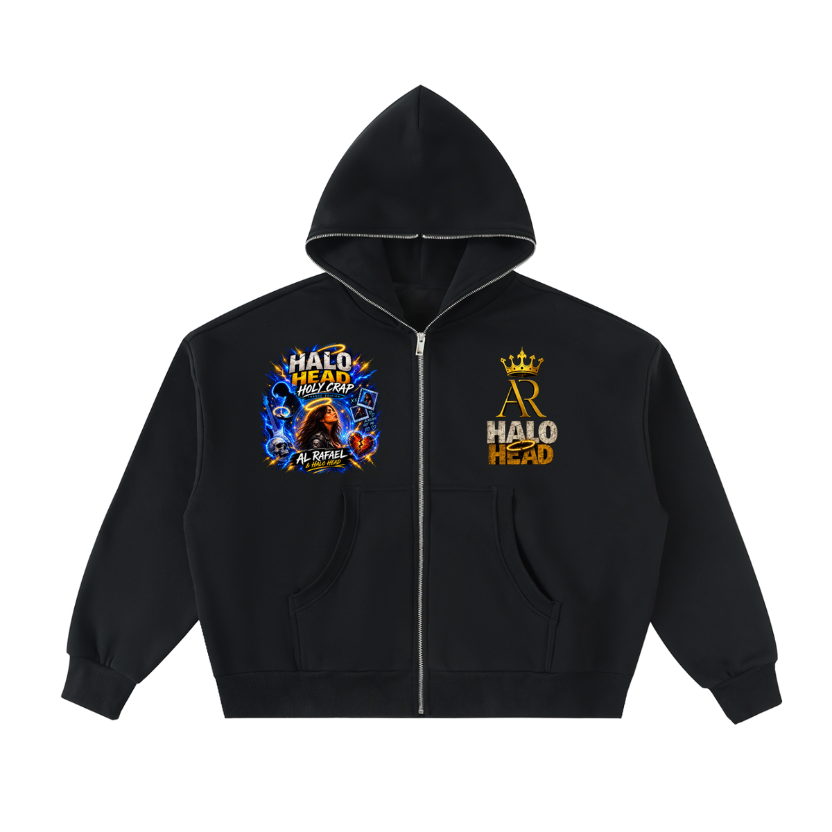 Halo Head: Holy Crap Fleeced Full-Zip Boxy Hoodie