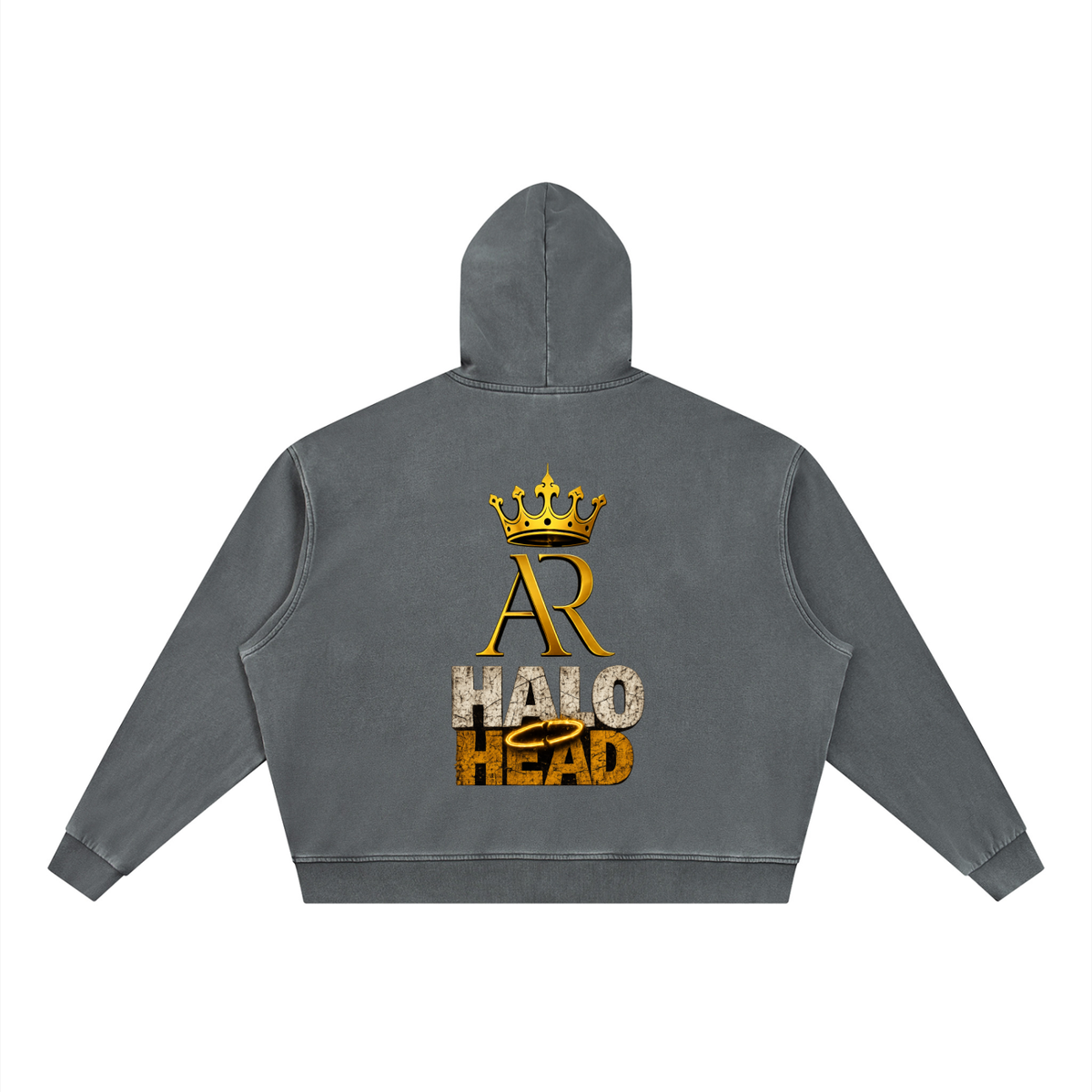 AR Halo Head Brand: Unisex Vintage Wash Full Zip Boxy Hoodie