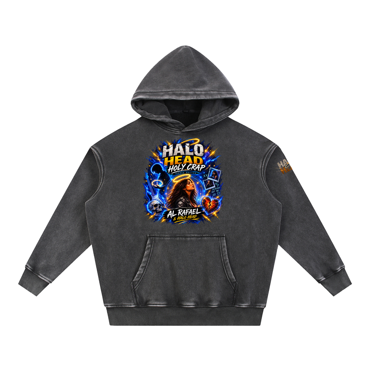 Halo Head Holy Crap: Snow Wash Fleece Oversize Hoodie
