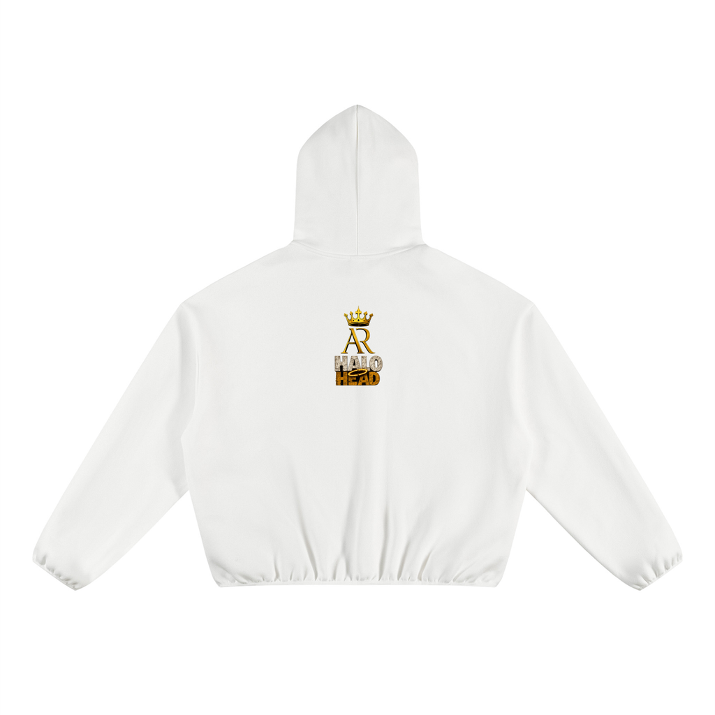 Take a Seat Unisex Boxy Piping Fleece Hoodie: AR Halo Head