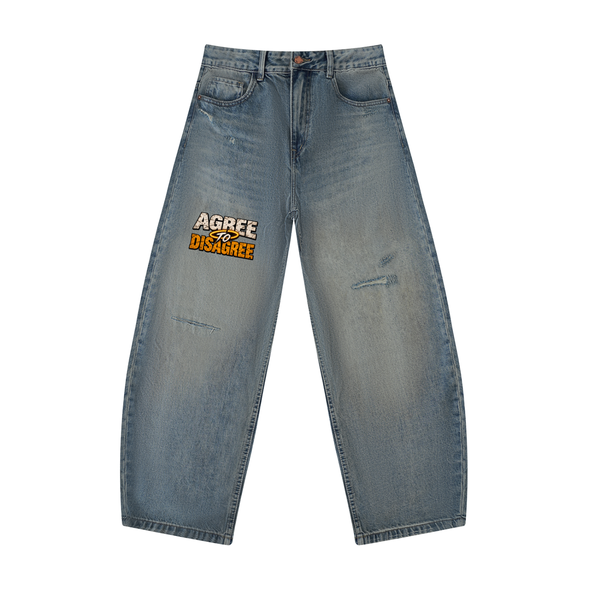 Agree to Disagree, Men's Distressed Barrel Leg Jeans