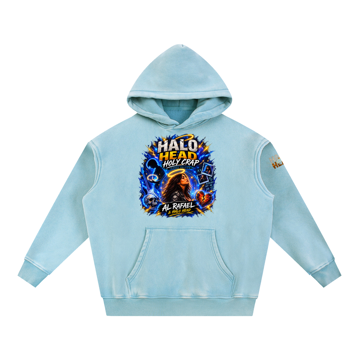 Halo Head Holy Crap: Snow Wash Fleece Oversize Hoodie