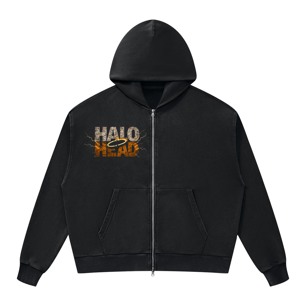 Halo Head: Holy Crap Unisex Mineral Wash Boxy Full Zip Hoodie