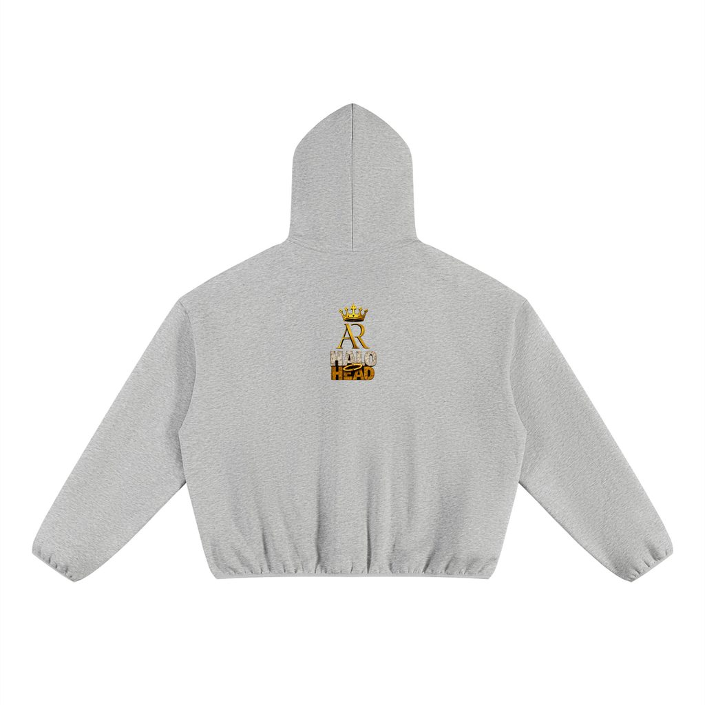 Take a Seat Unisex Boxy Piping Fleece Hoodie: AR Halo Head
