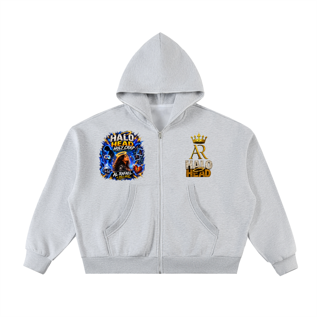 Halo Head: Holy Crap Fleeced Full-Zip Boxy Hoodie