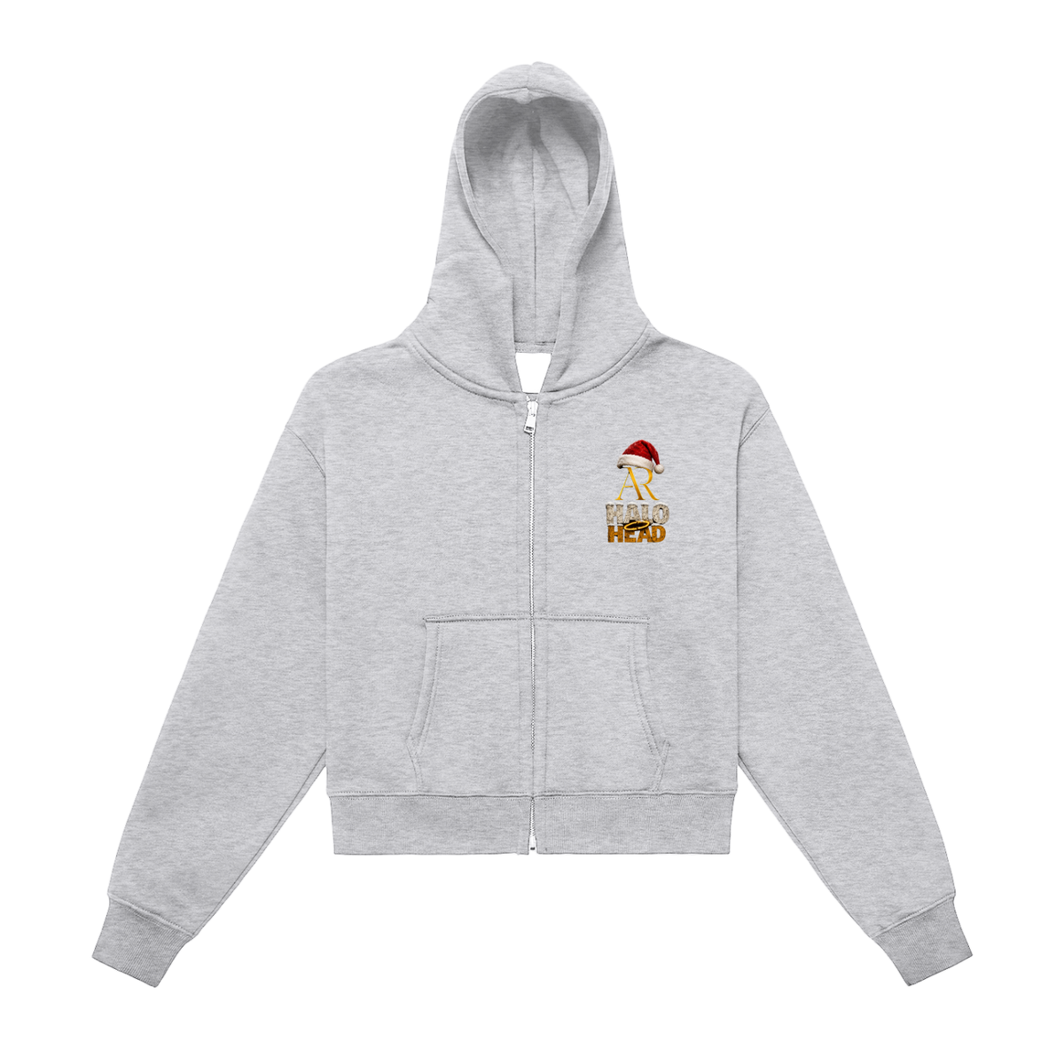 Fleeced Zip-Up Cropped Hoodie