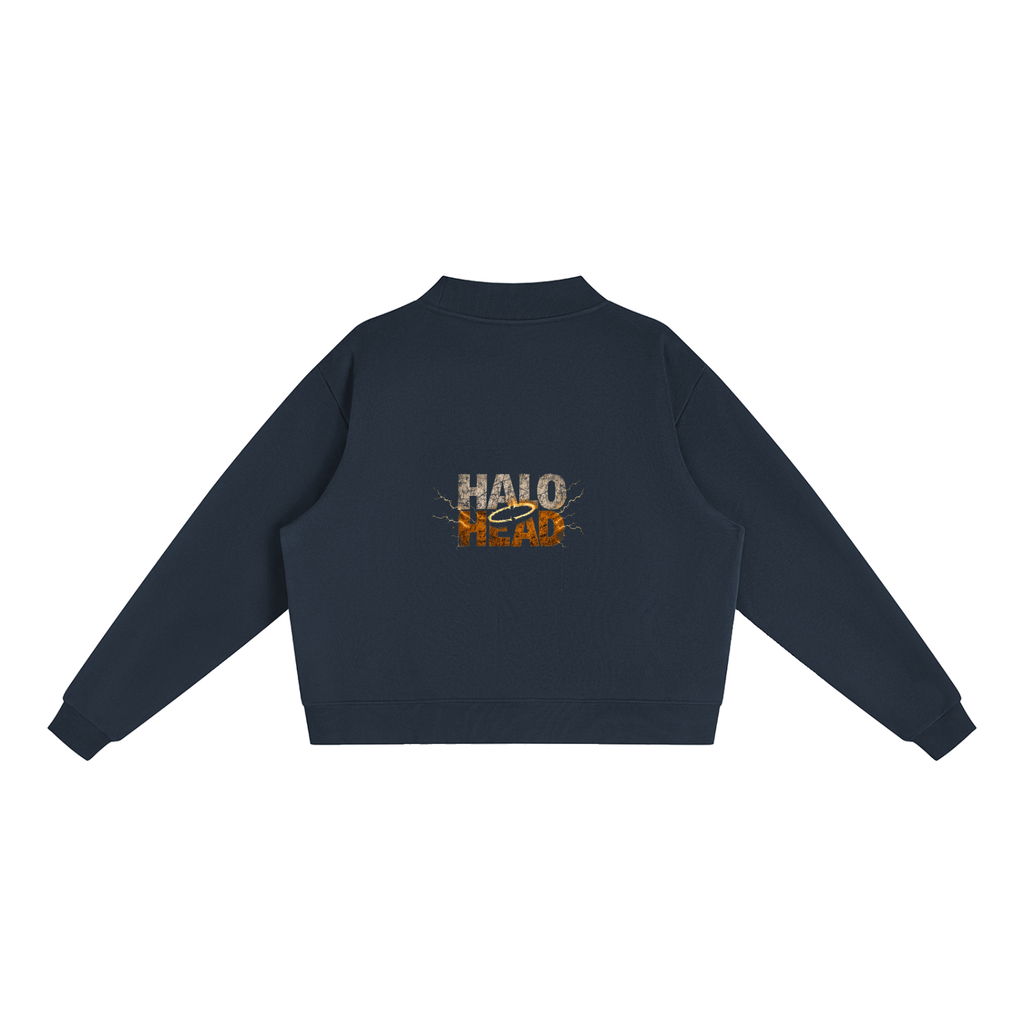 Halo Head: Holy Crap: Essential Fleece Mock-Neck Crew Sweatshirt