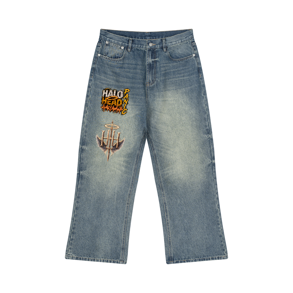 Men’s Vintage Wash Wide Leg Jeans