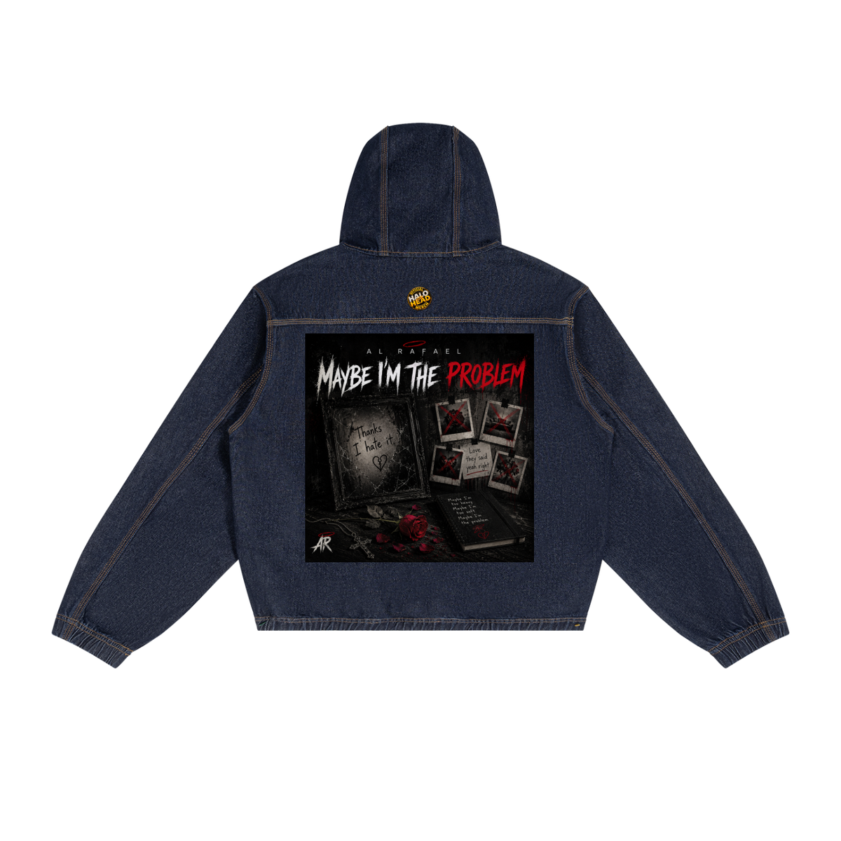 The Problem Men's Boxy Vintage Wash Hooded Denim Jacket