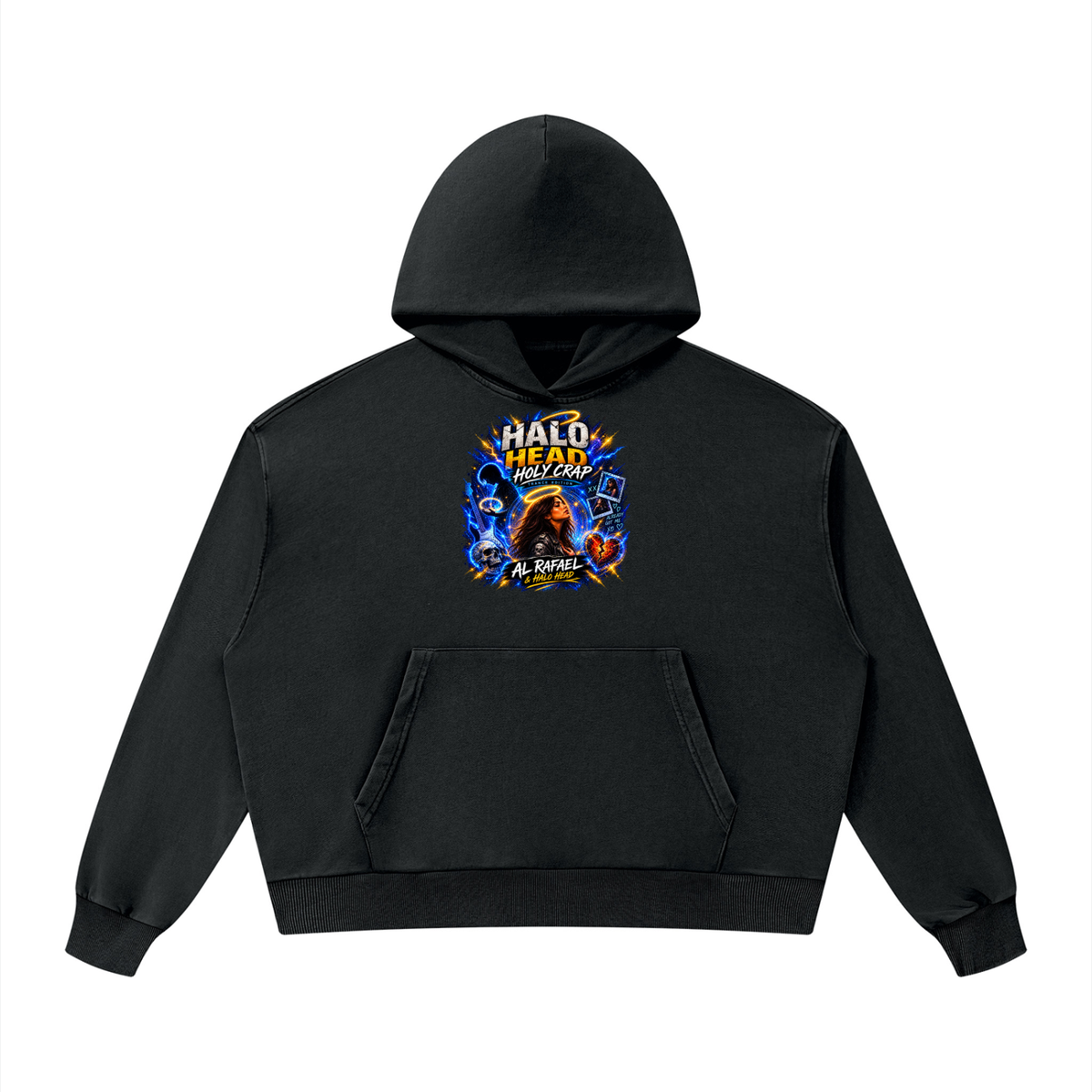 Halo Head: Holy Crap Unisex Mineral Wash Boxy Hoodie