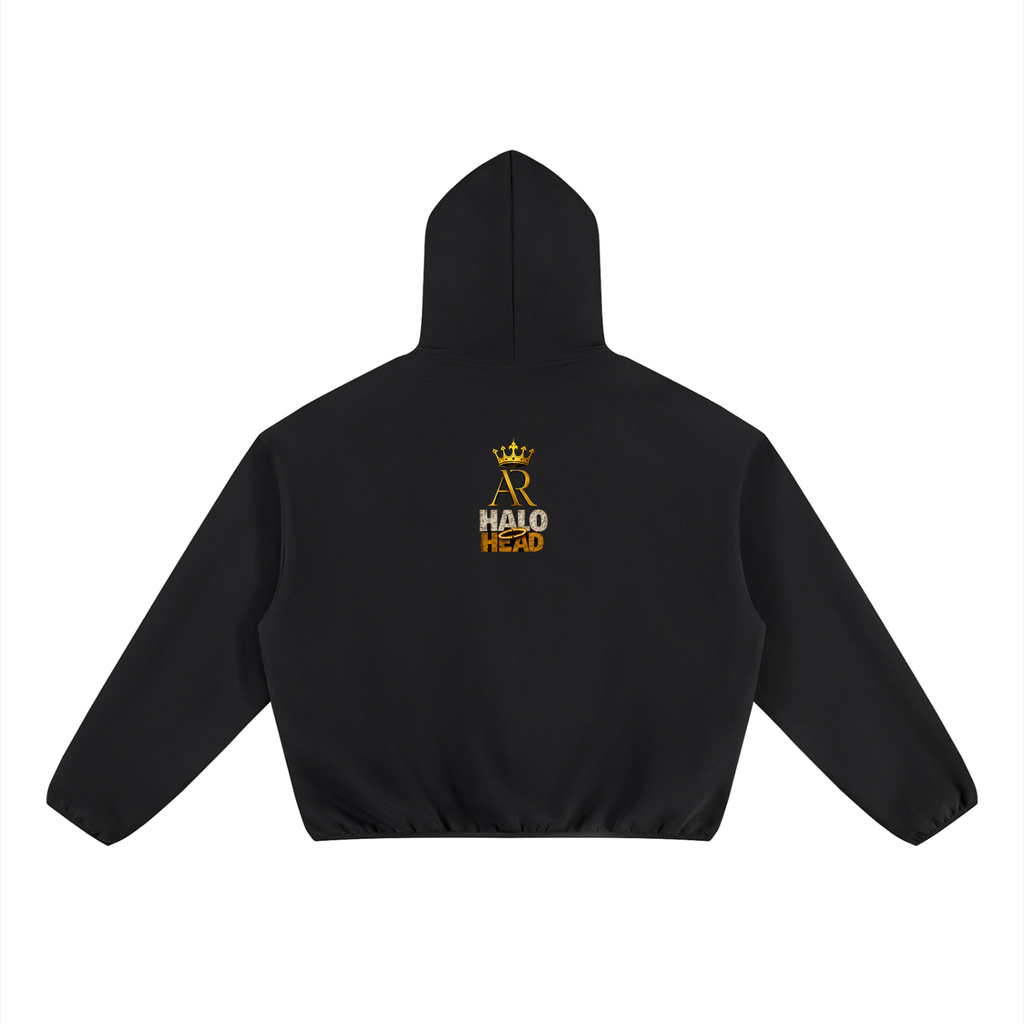 Take a Seat Unisex Boxy Piping Fleece Hoodie: AR Halo Head