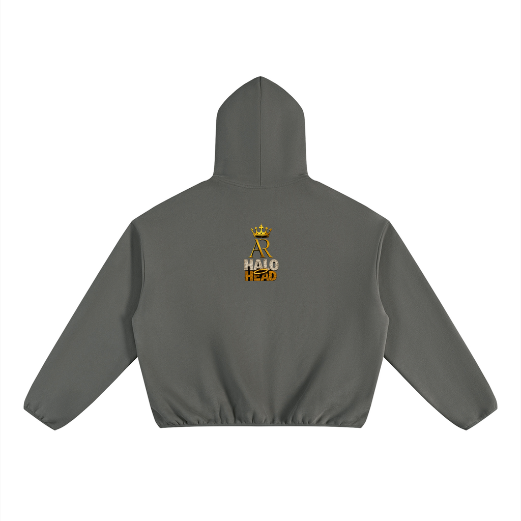 Take a Seat Unisex Boxy Piping Fleece Hoodie: AR Halo Head