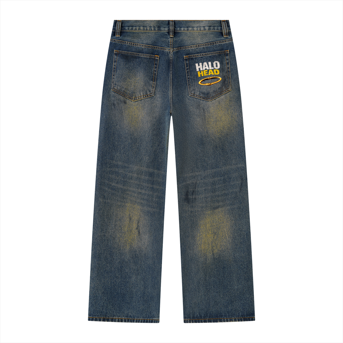 Men's Vintage Wash Wide Leg Denim Jeans
