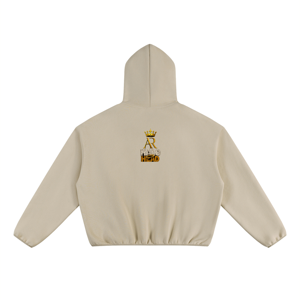 Take a Seat Unisex Boxy Piping Fleece Hoodie: AR Halo Head